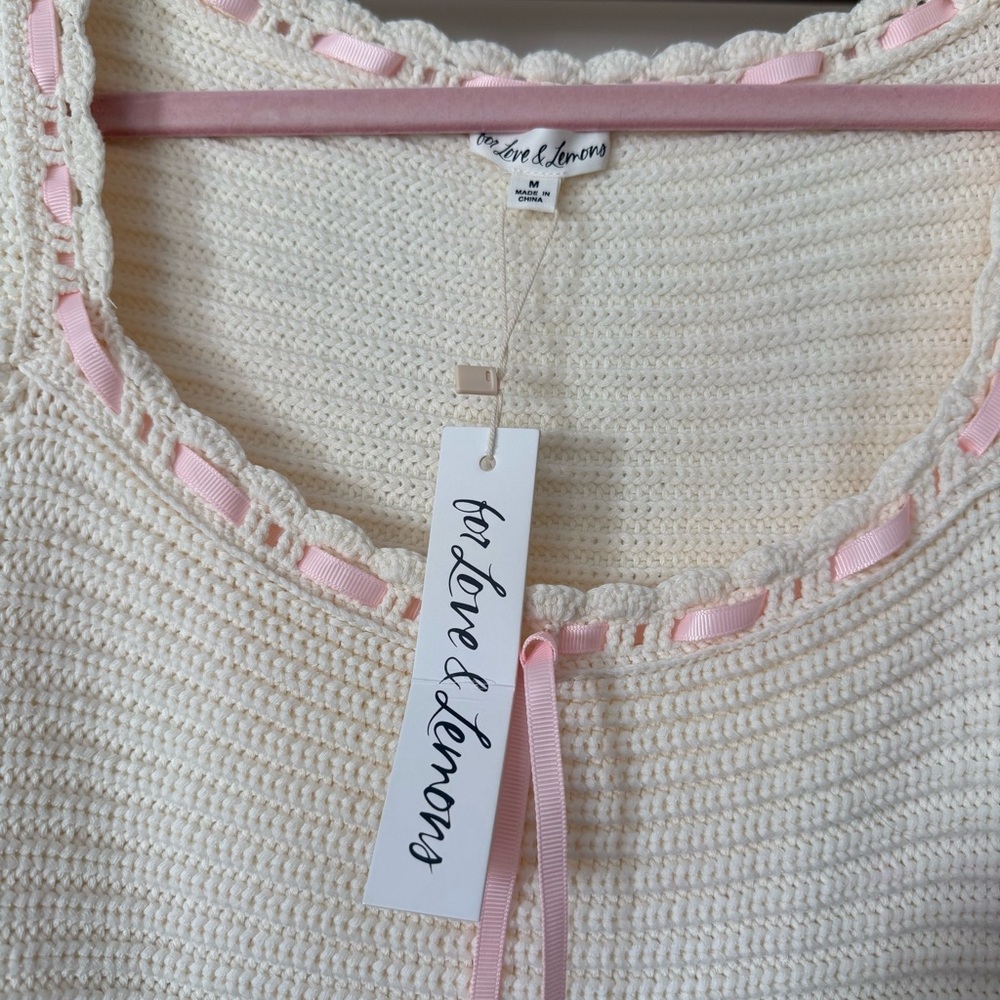 🆕Cream For Love And Lemons Olina Crochet Mini Dress Sz Medium - Picture 8 of 10